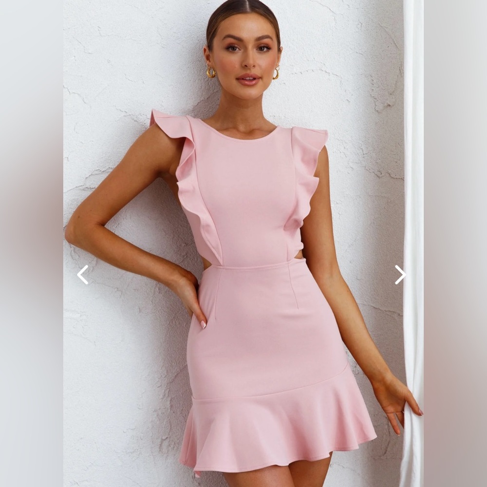 Lulu's Pink Ruffle Mini Dress
